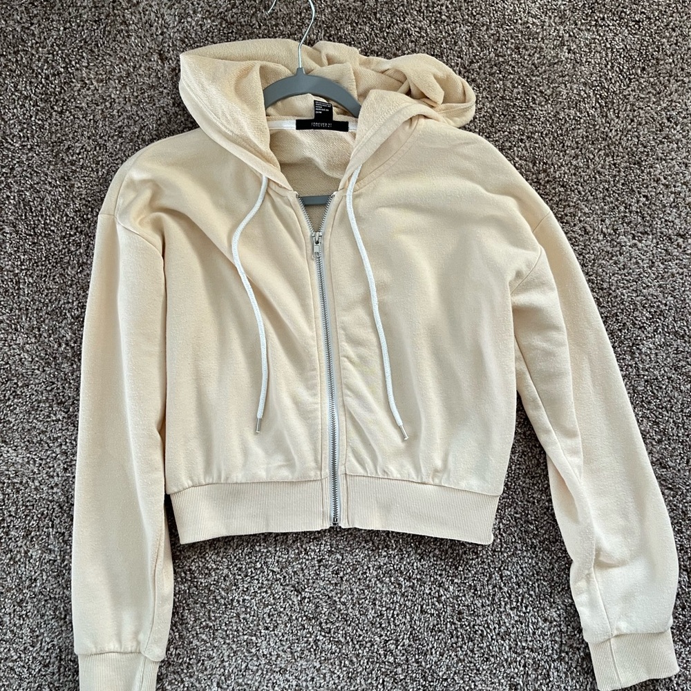 Tan cropped zip up jacket